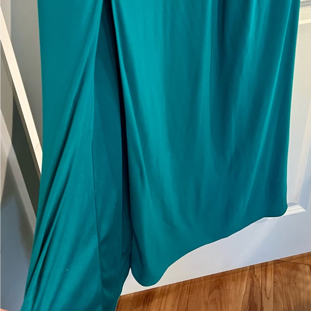 Plus size formal dress, green teal, embellished - Picture 6 of 8